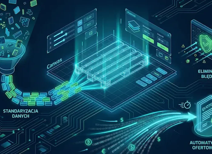 Konfigurator palet z wizualizacją Canvas i automatyzacją procesu ofertowania